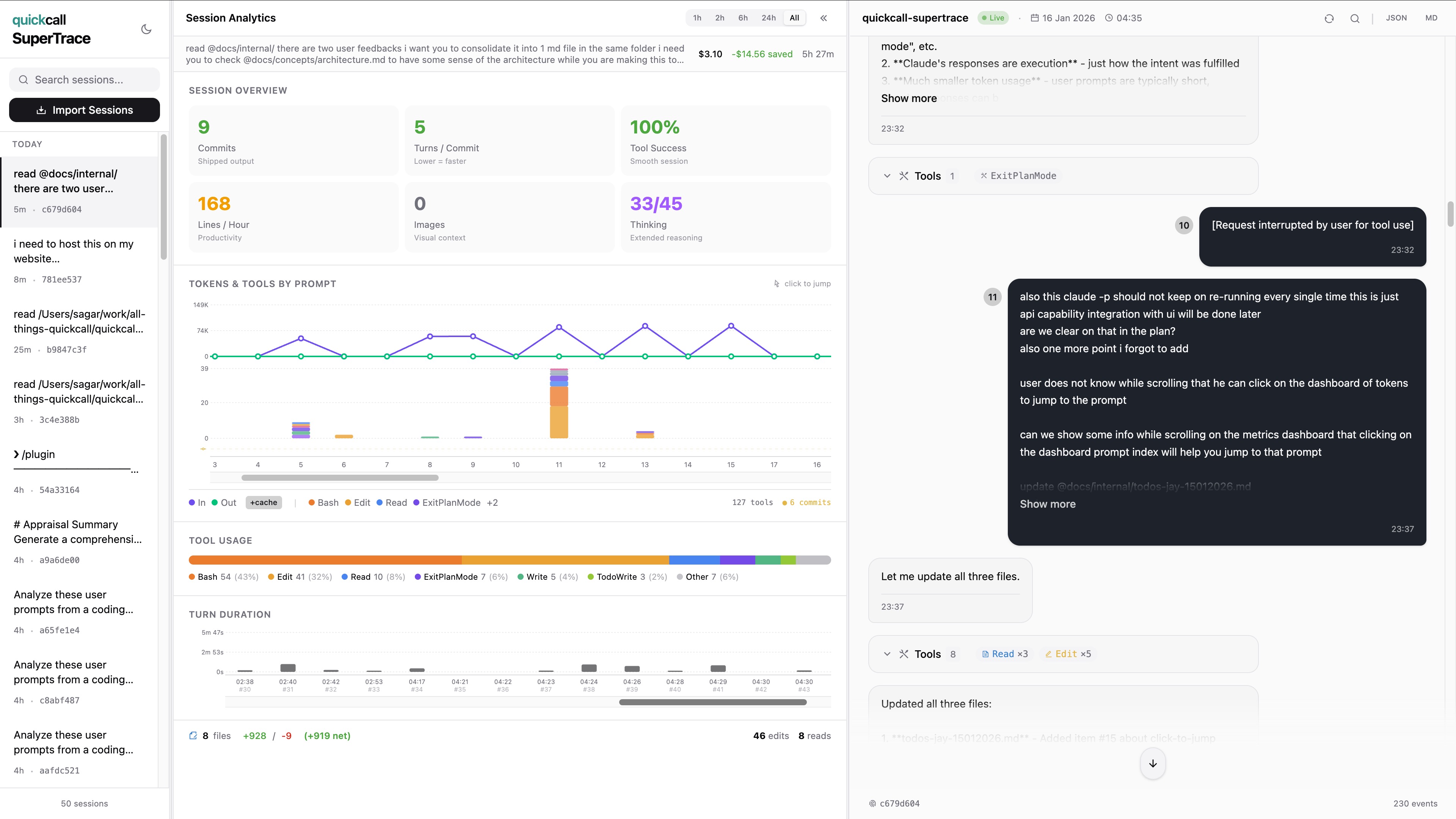 SuperTrace: Claude Code Session Viewer